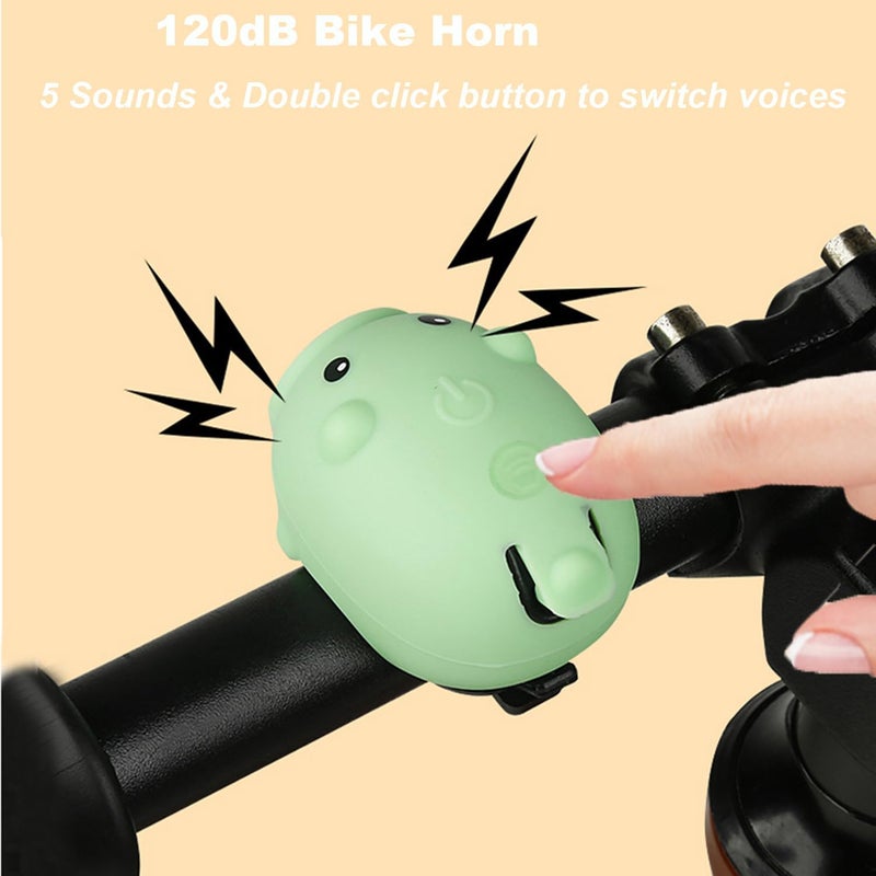 AaiLucky Kids Bike Lights for Night Riding, Girls Bike Horn and Light 2 in 1, Rechargeable Bike Scooter Headlight and Tail Light Set for Boys Adults, 3 Lighting Mode, Cute Bicycle Accessories - Image 4